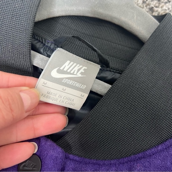 NIKE Bomber Wool Jacket Purple/Black Destroyer Jacket M - Picture 5 of 6